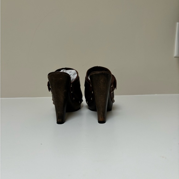 REPORT Brown Leather Laurent clog platform buckle - Picture 5 of 14